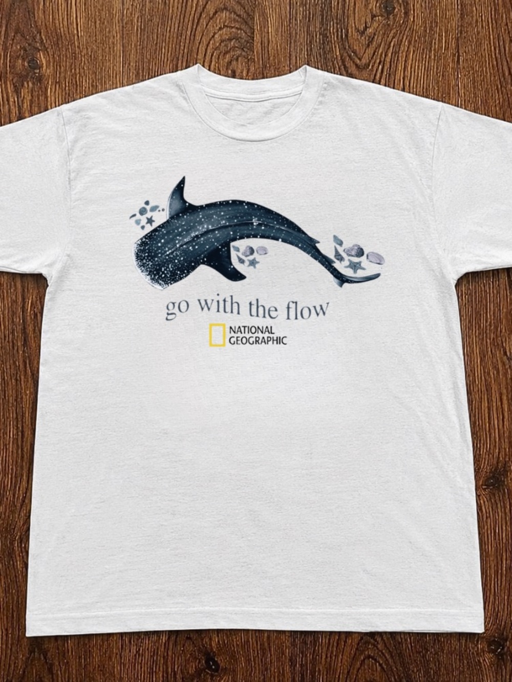 National Geographic Whale “go with the flow” White T-Shirt